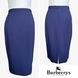 Vintage Burberry Wool-Blend Pencil Skirt Plum Navy 10 NWT